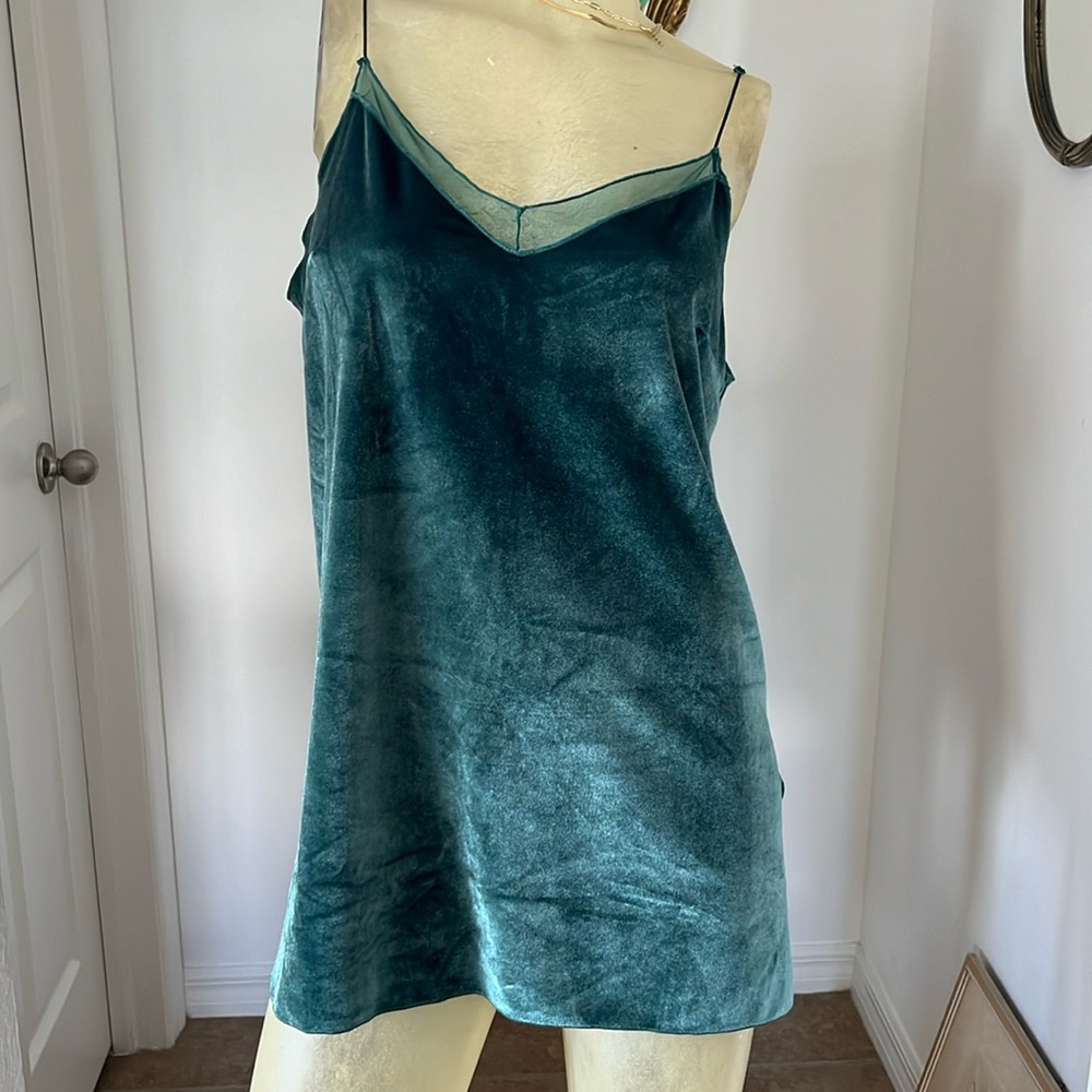 Free People Teal Velvet Camisole Slip Dress
